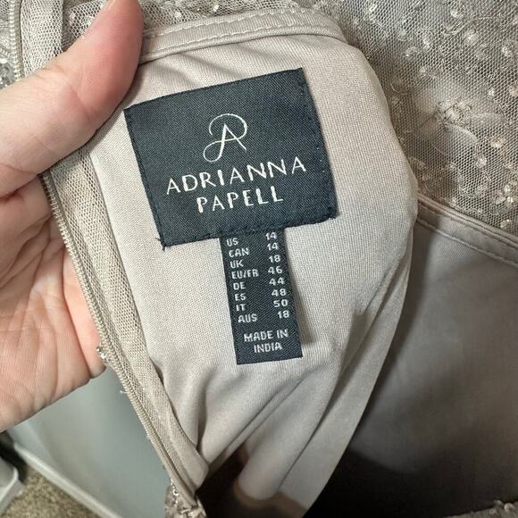 Adrianna Papell Beaded Floral Evening Gown in Marble - Picture 3 of 8